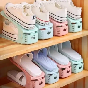 4Pcs Durable Adjustable Shoe Organizer Footwear Support Slot Space Saving Cabinet Closet Stand Shoes Storage Rack Shoebox